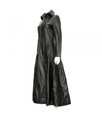 Women Gothic Coat Leather Trench Coat Full Length Causal Overcoat